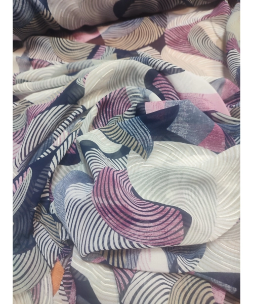 Delikatna tkanina szyfon - wzór w pastelowych kolorach